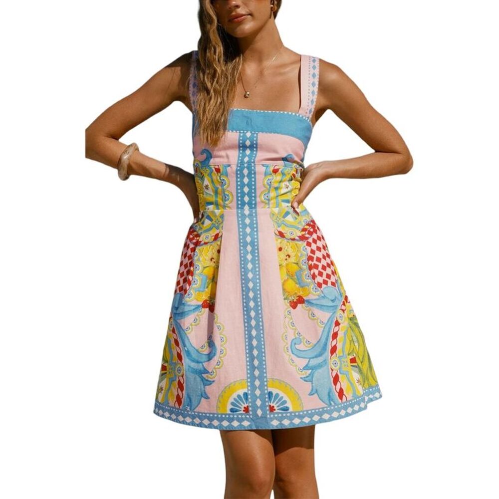 Esea Womens  Linen-Blend Mini Dress